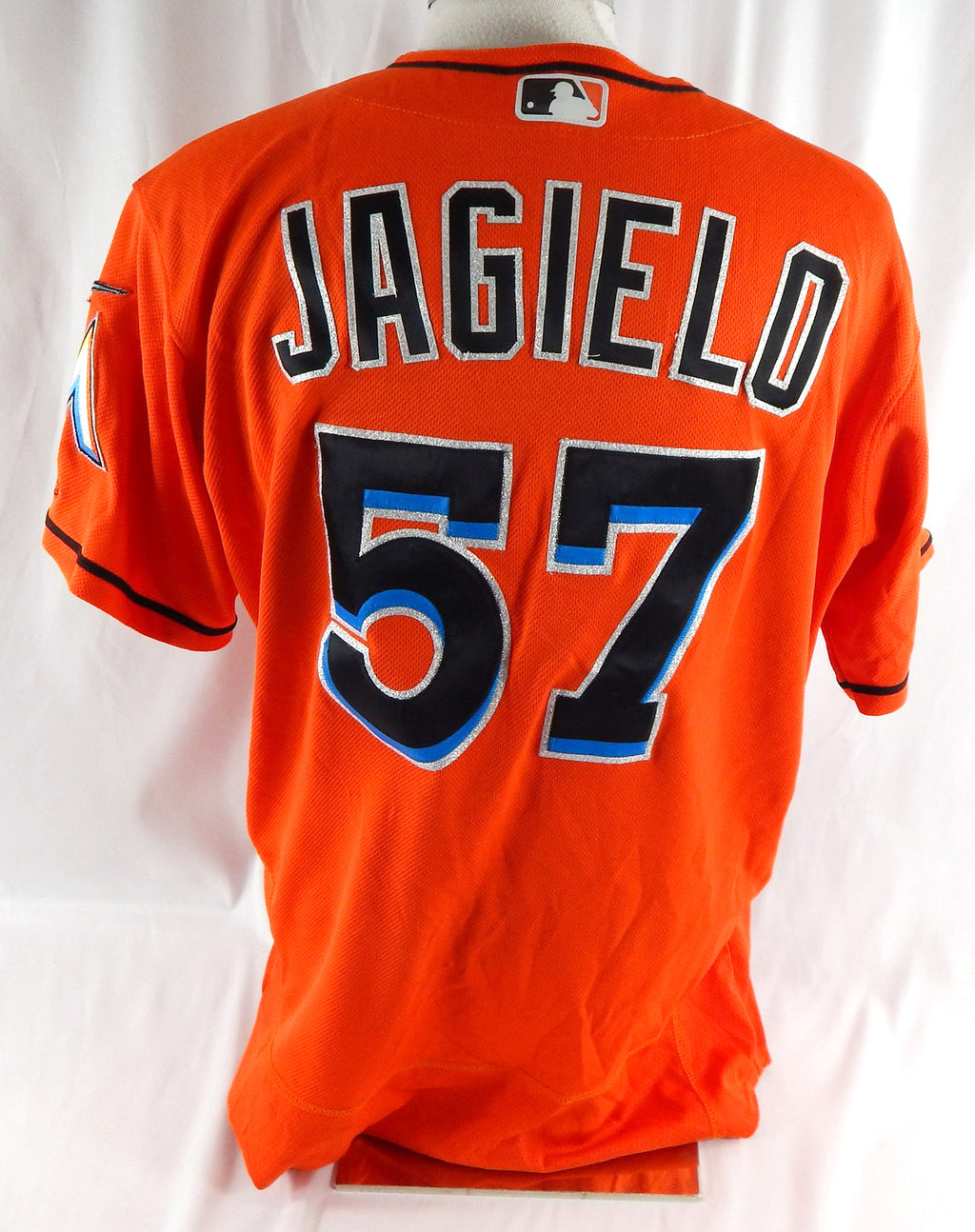 2018 Miami Marlins Eric Jagielo #57 Game Used Orange Jersey 46 DP113191 Pic2