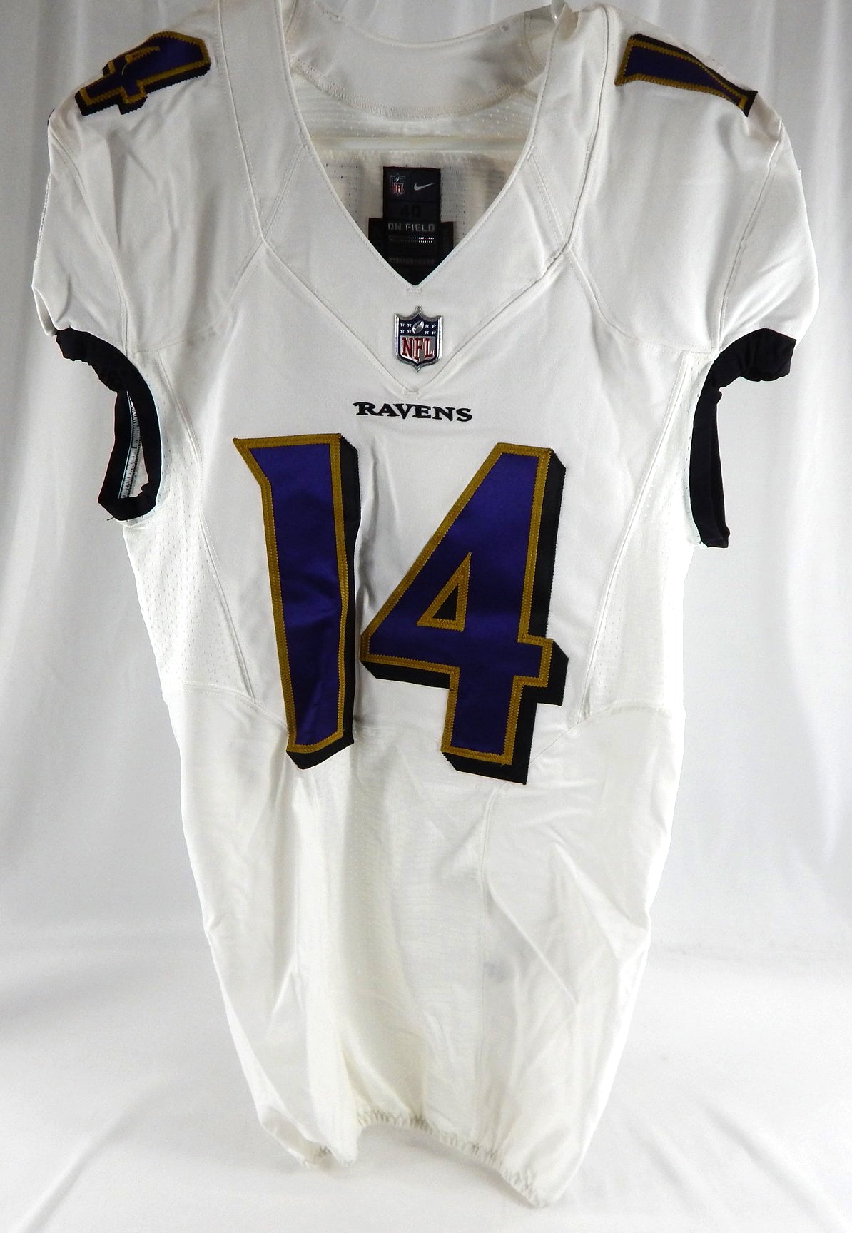 2016 Baltimore Ravens Griff Whalen #14 Game Issued White Jersey 40 741