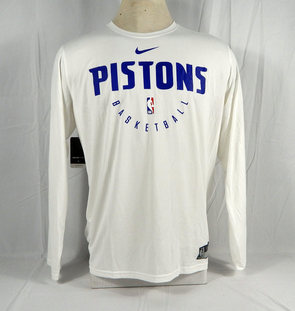 2018-19 Detroit Pistons Team Issued White Long Sleeve Training Shirt Nike XL 18S