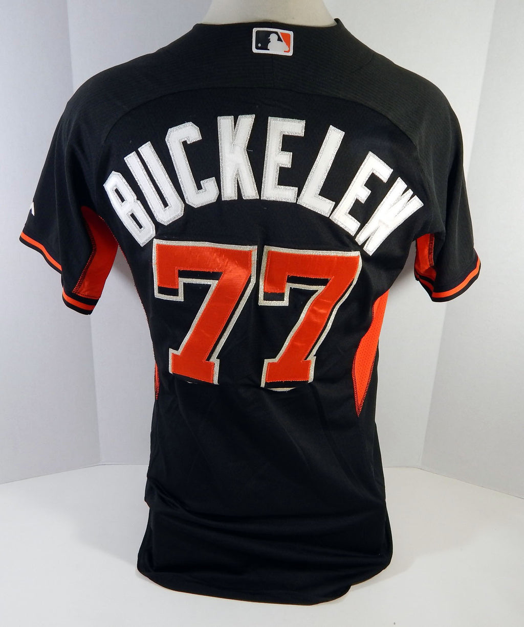 2014-16 Miami Marlins James Buckelew #77 Game Used Black Jersey Ex ST BP 53