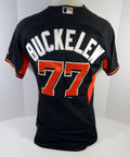 2014-16 Miami Marlins James Buckelew #77 Game Used Black Jersey Ex ST BP 53