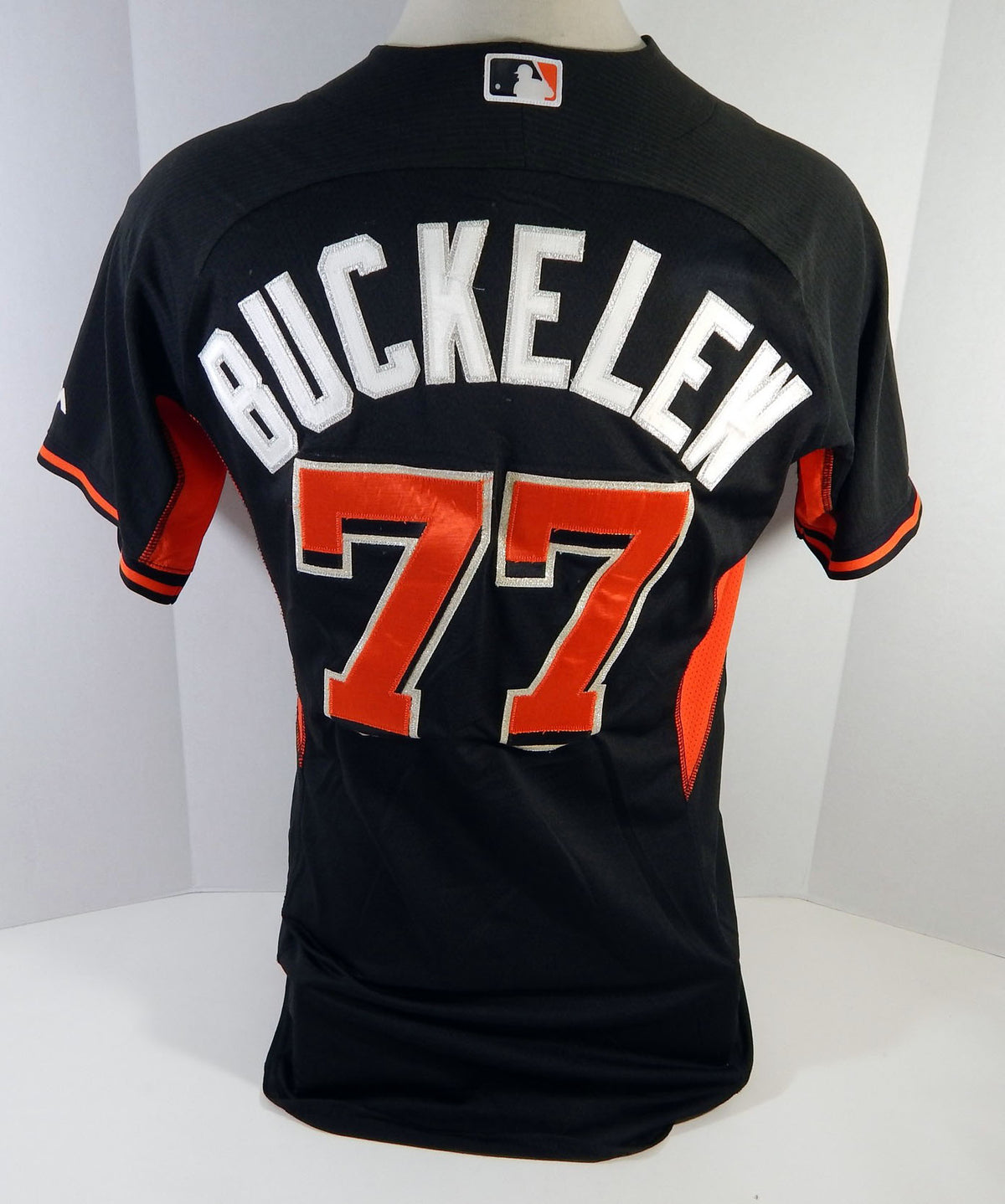 2014-16 Miami Marlins James Buckelew #77 Game Used Black Jersey Ex ST BP 53