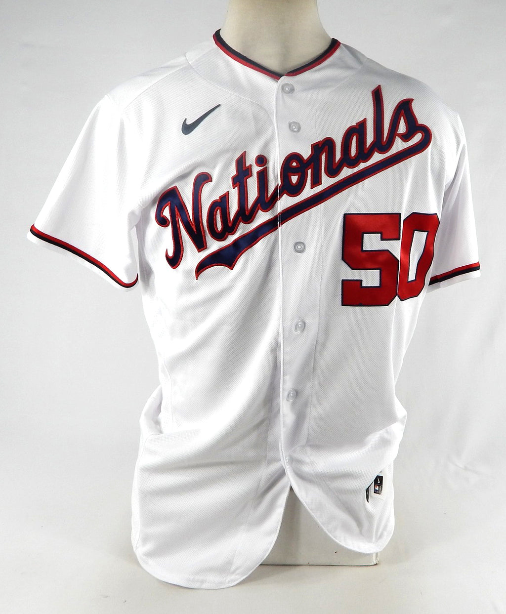 2021 Washington Nationals Austin Voth #50 Game Issued Pos Used White Jersey 44 6