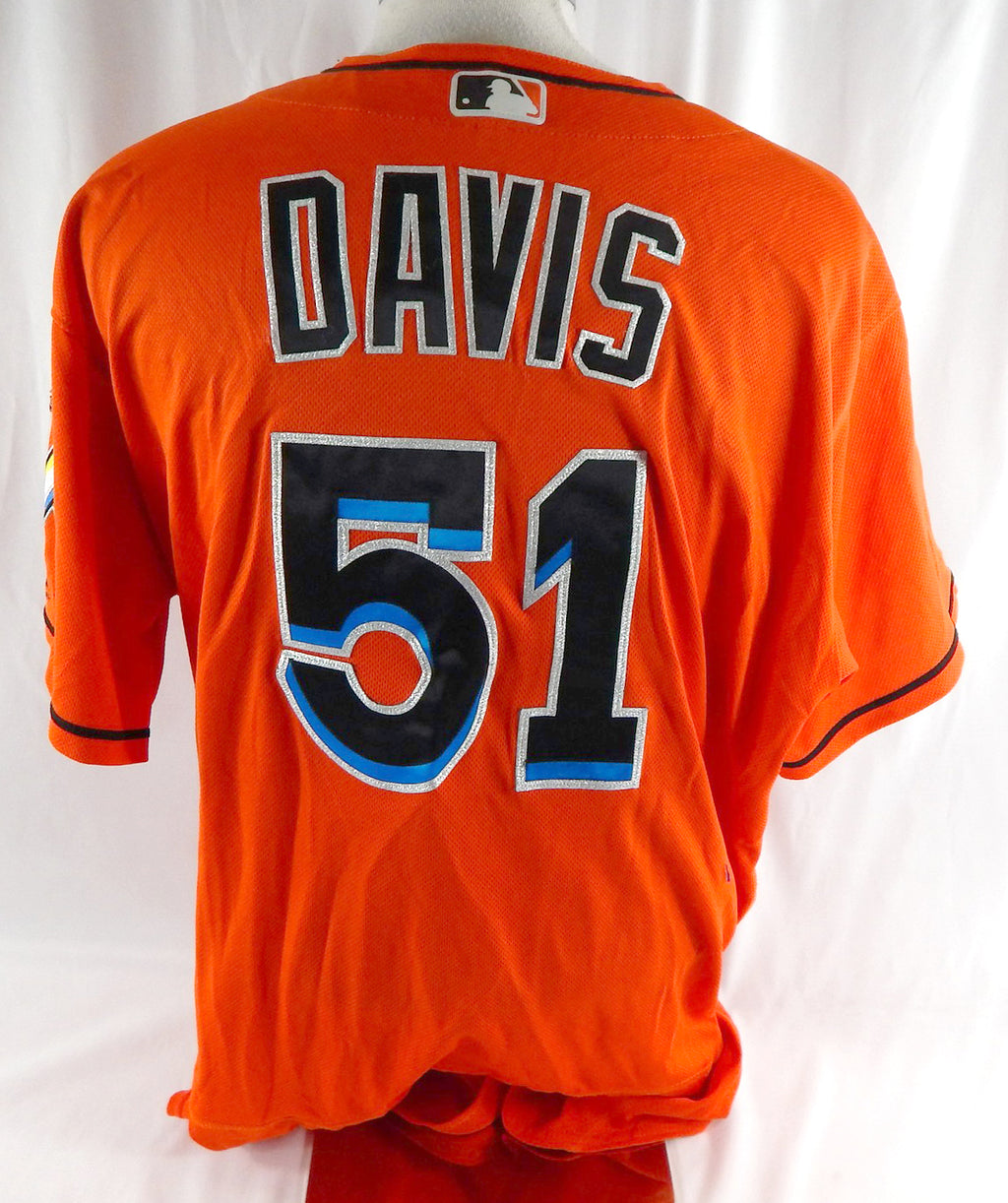Miami Marlins Davis #51 Game Used Orange Jersey 52 DP113195 Pic2