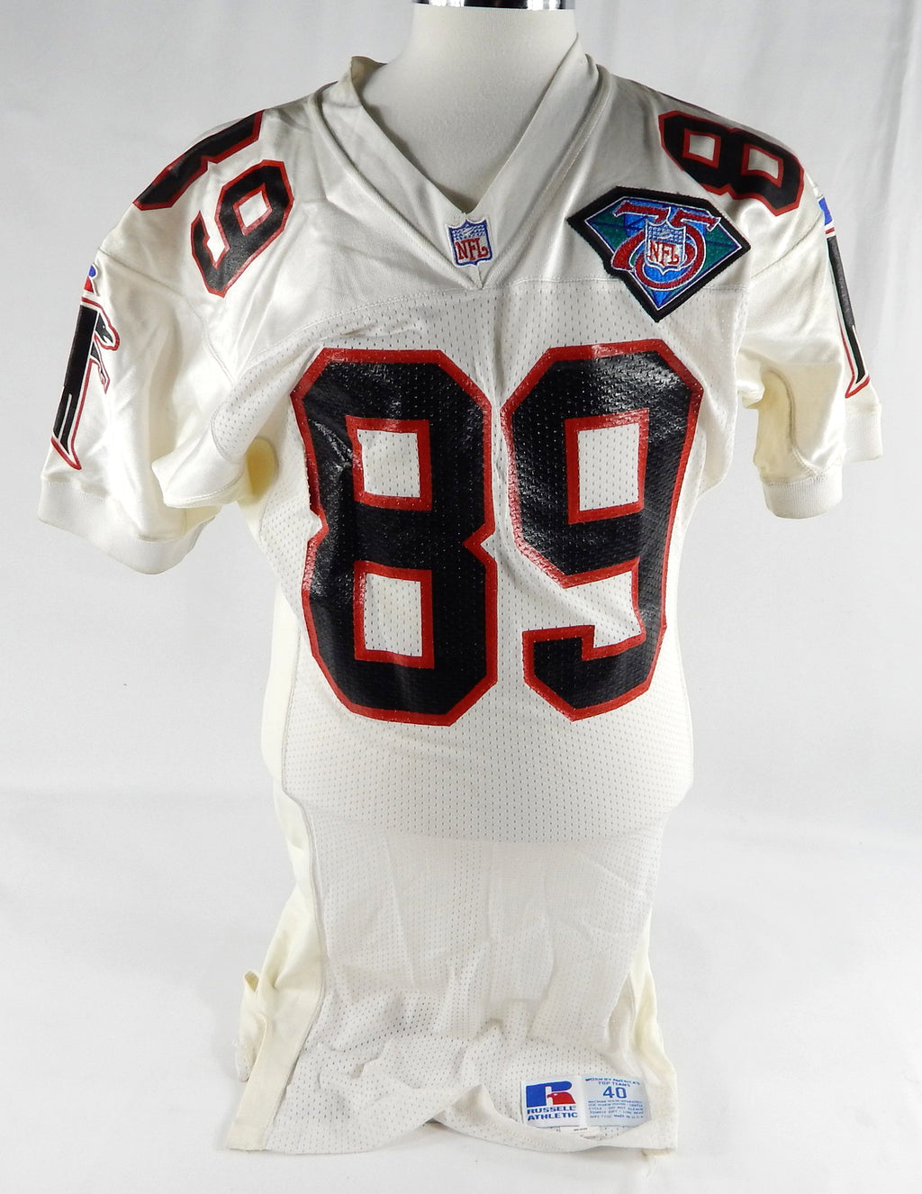 1994 Atlanta Falcons Harrison Houston #89 Game Issued White Jersey 75th P 40 6