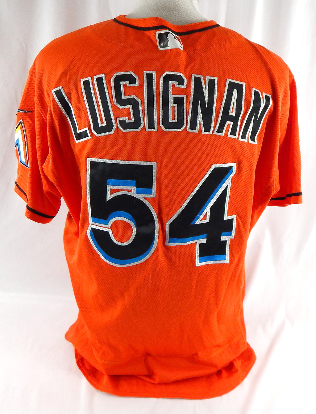 2016-18 Miami Marlins Colby Lusignan #54 Game Used Orange Jersey 48 DP113196 Pic2