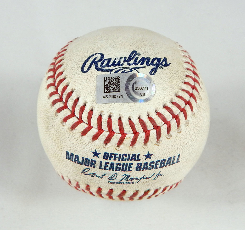 2023 Reds Nationals Game Used Baseball Ashcraft Smith FO Joey Meneses Single Pic2