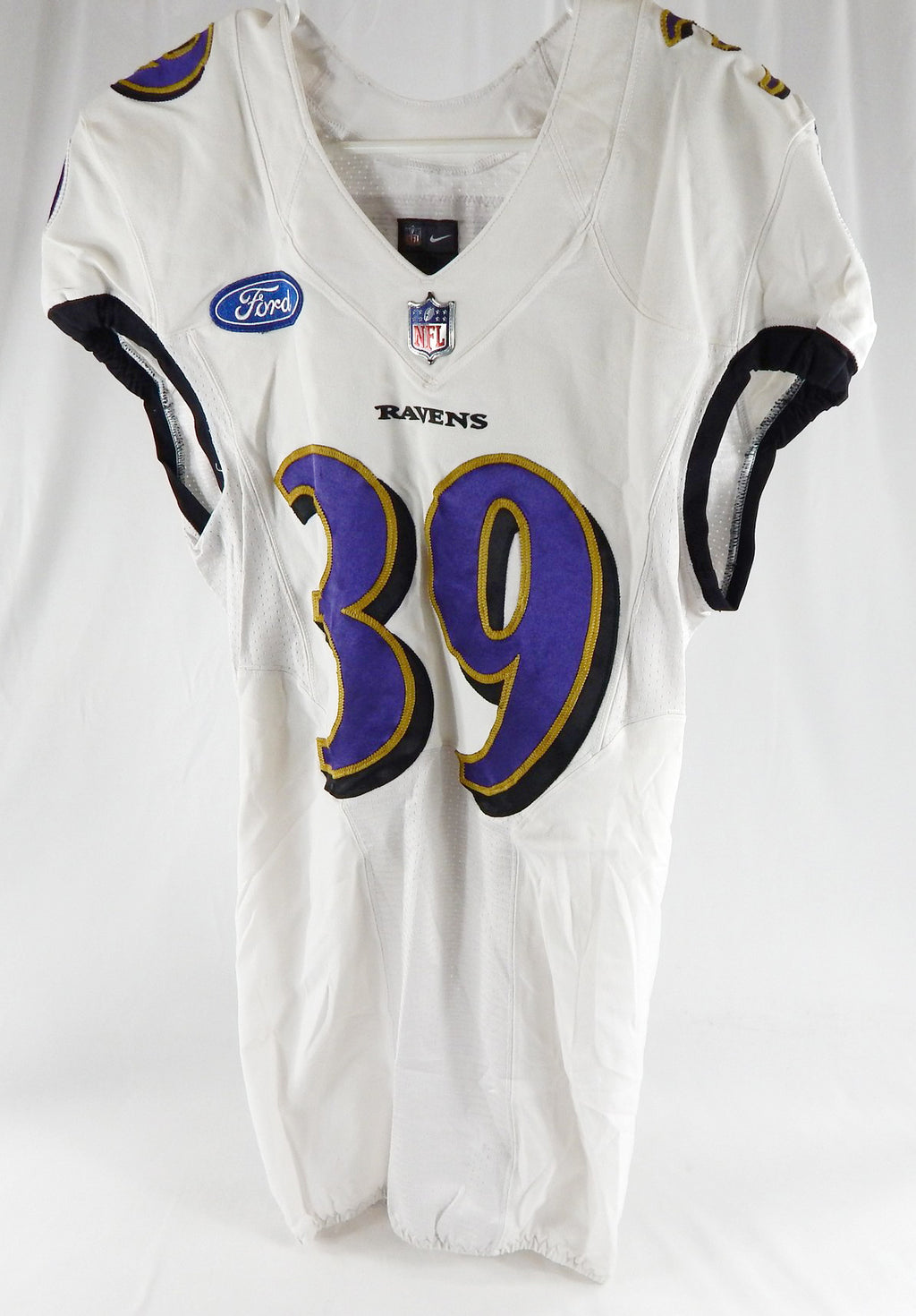 2021 Baltimore Ravens Denzel Williams #39 Game Used White Practice Jersey P 5