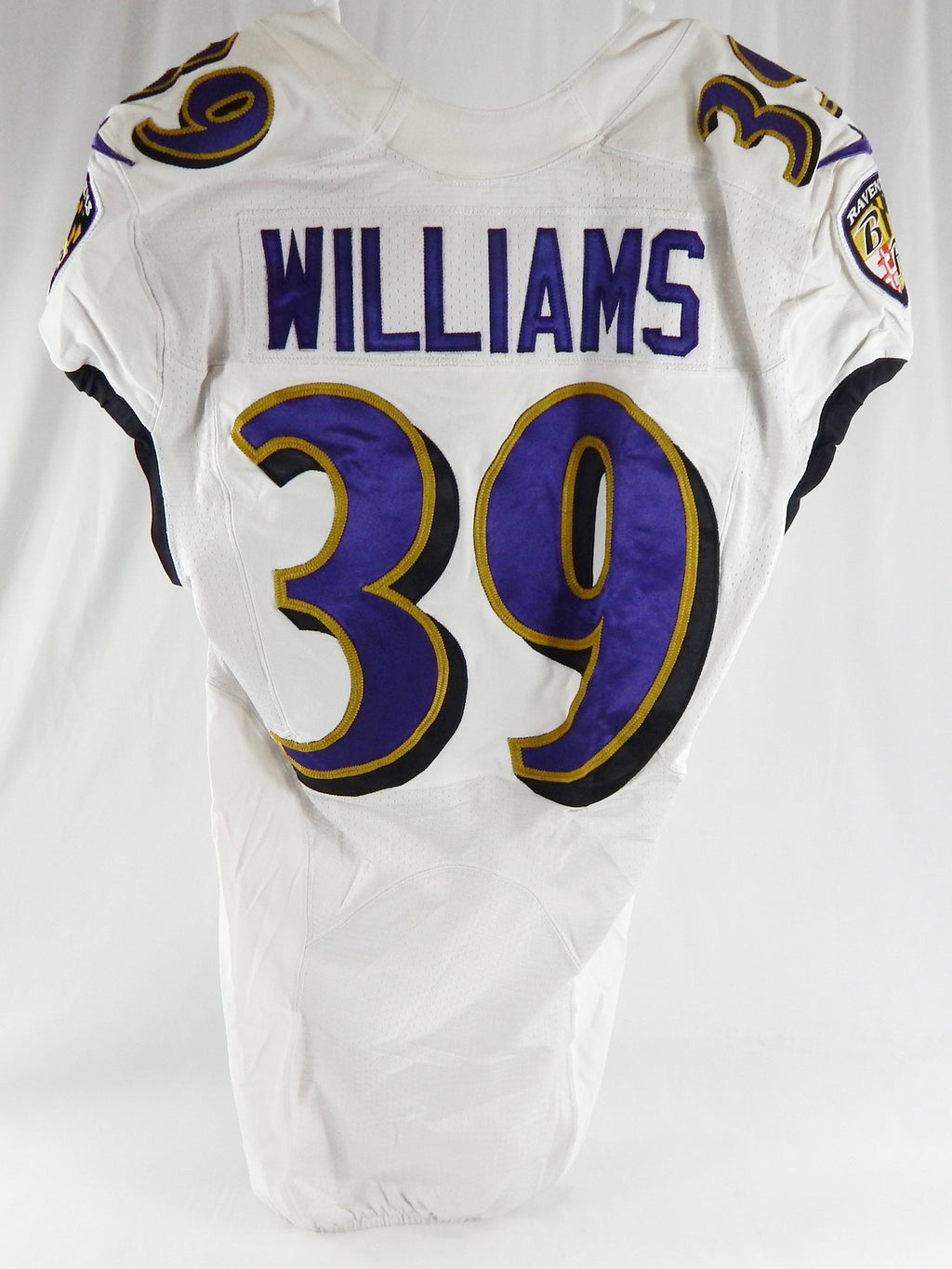 2021 Baltimore Ravens Denzel Williams #39 Game Used White Practice Jersey P 5 Pic2