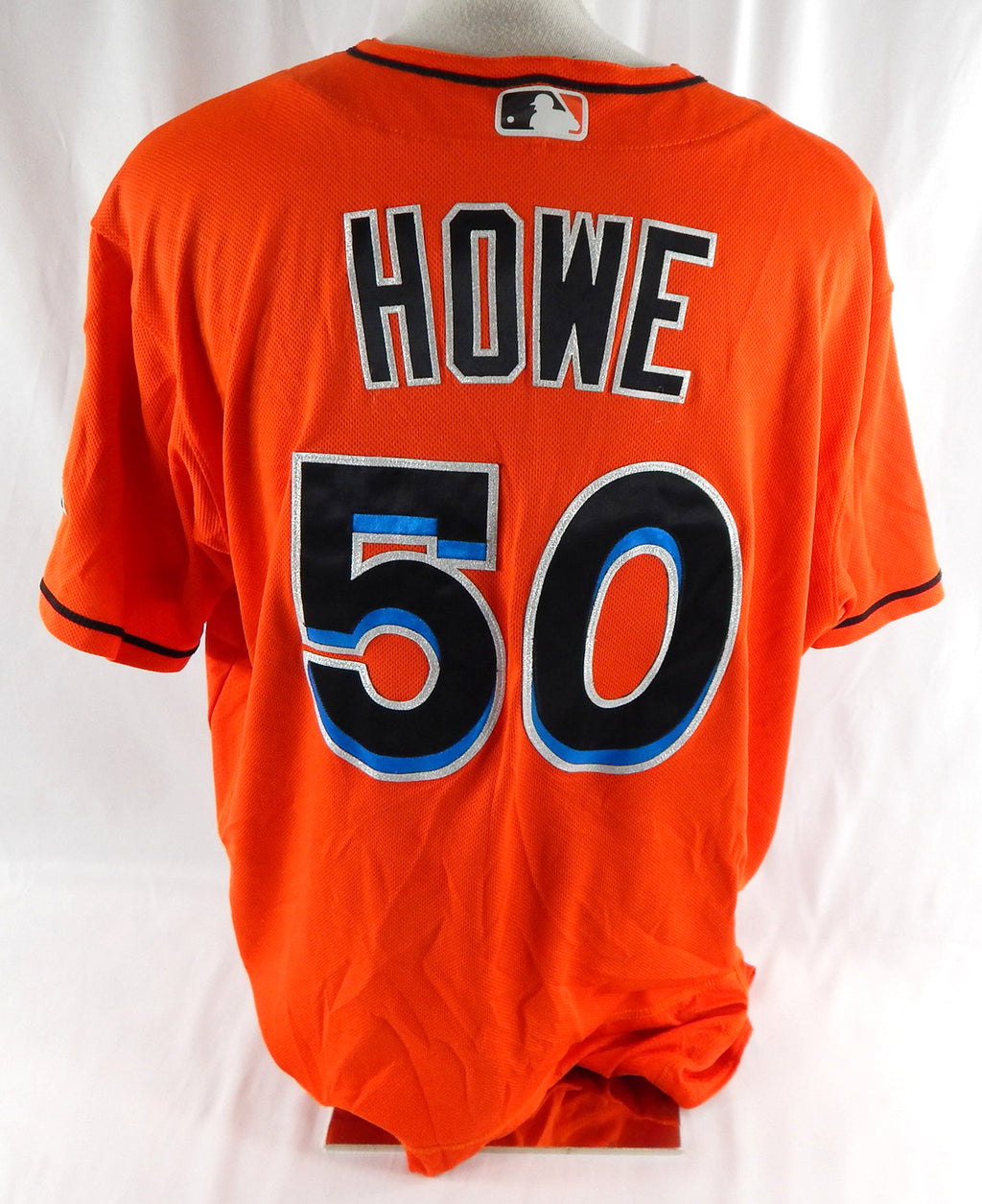 2017-18 Miami Marlins Bryce Howe #50 Game Used Orange Jersey 52 DP113198 Pic2