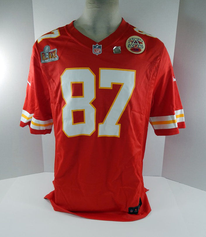 Mens Kansas City Chiefs Travis Kelce #87 Game Red Jersey Super Bowl P Nike NWT L
