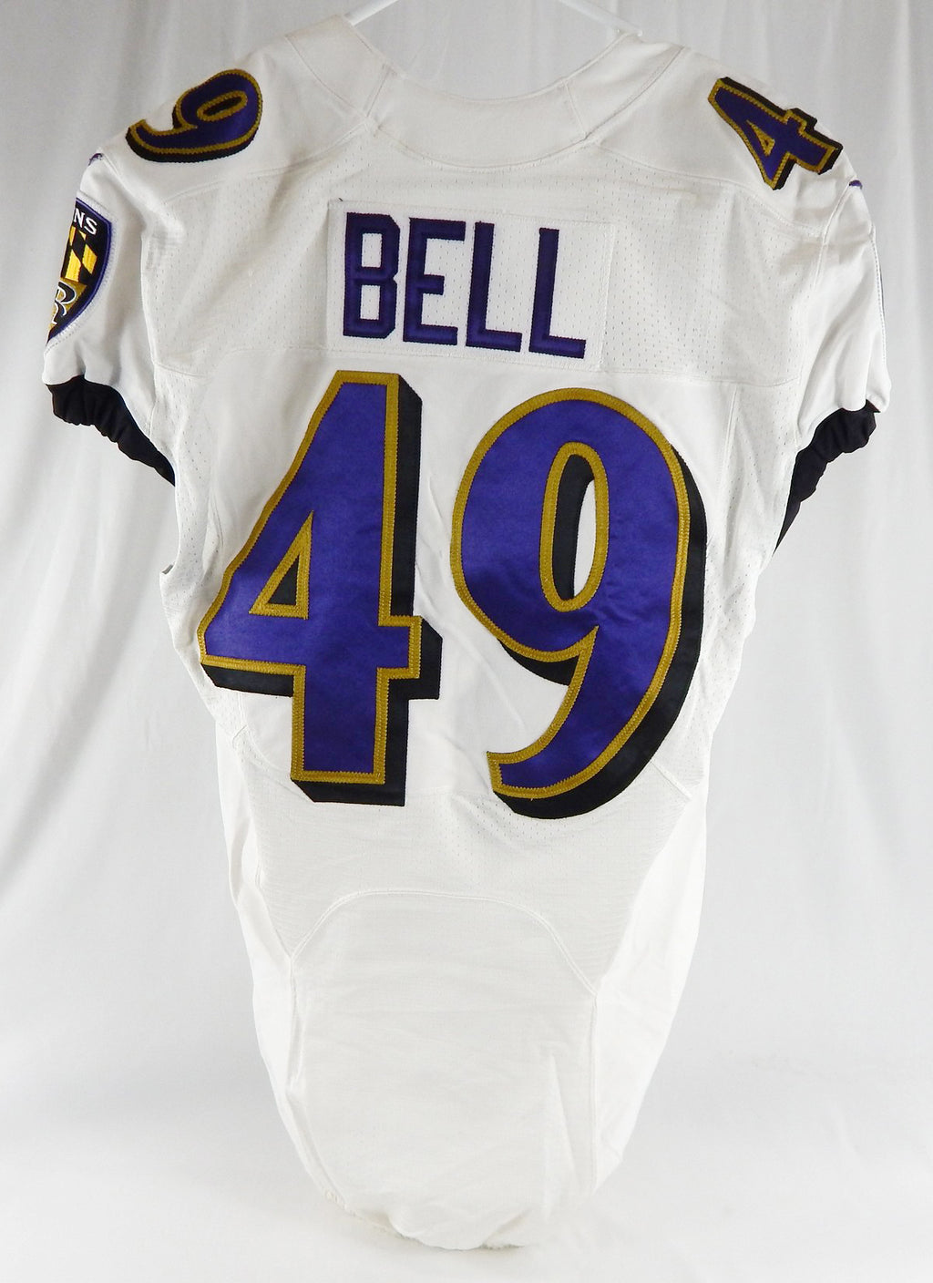 2018 Baltimore Ravens Bell #49 Game Used White Practice Jersey Ford Patch 40 747 Pic2