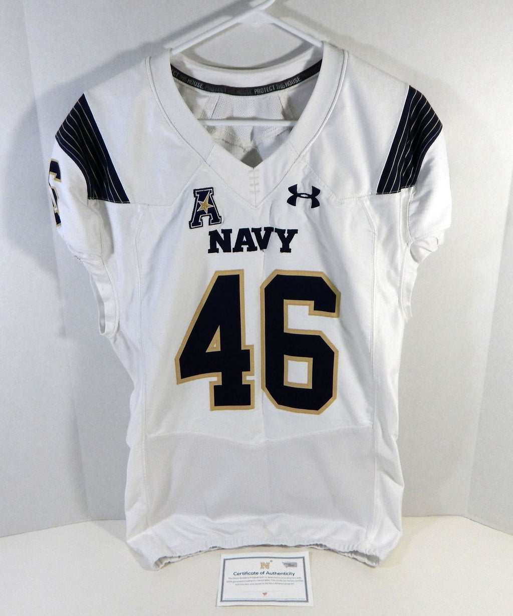 2018 Navy Academy Midshipmen #46 Game Used White Jersey Name Plate Rem 42 427