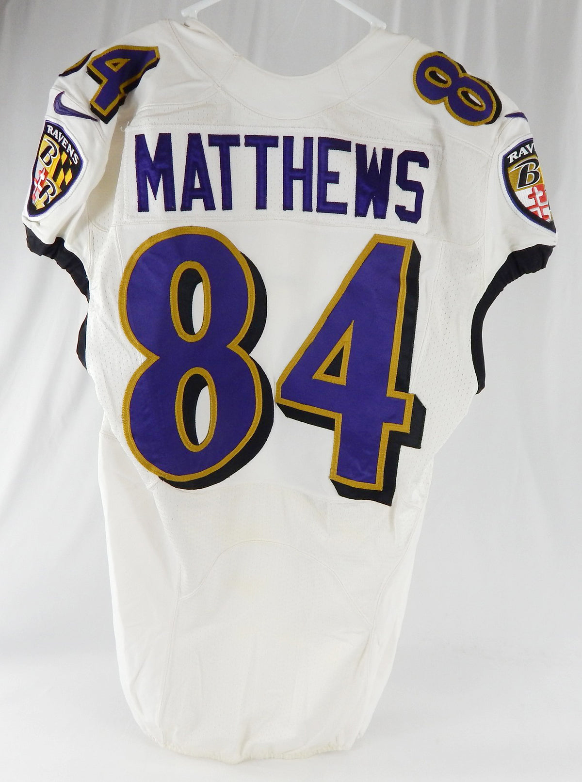 2014 Baltimore Ravens Chris Matthews #84 Game Used White Practice Jersey Ford 9 Pic2