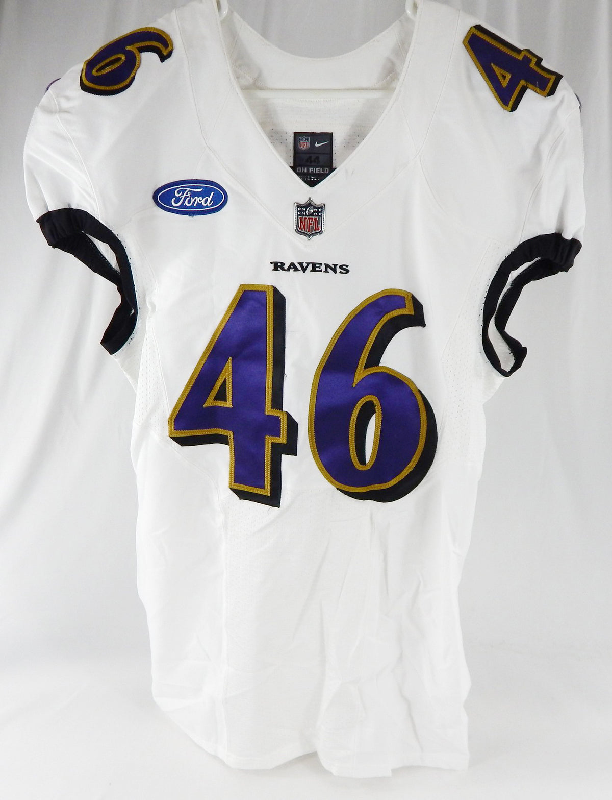 2022 Baltimore Ravens Justin Mascoll #46 Game Used White Practice Jersey Ford P0