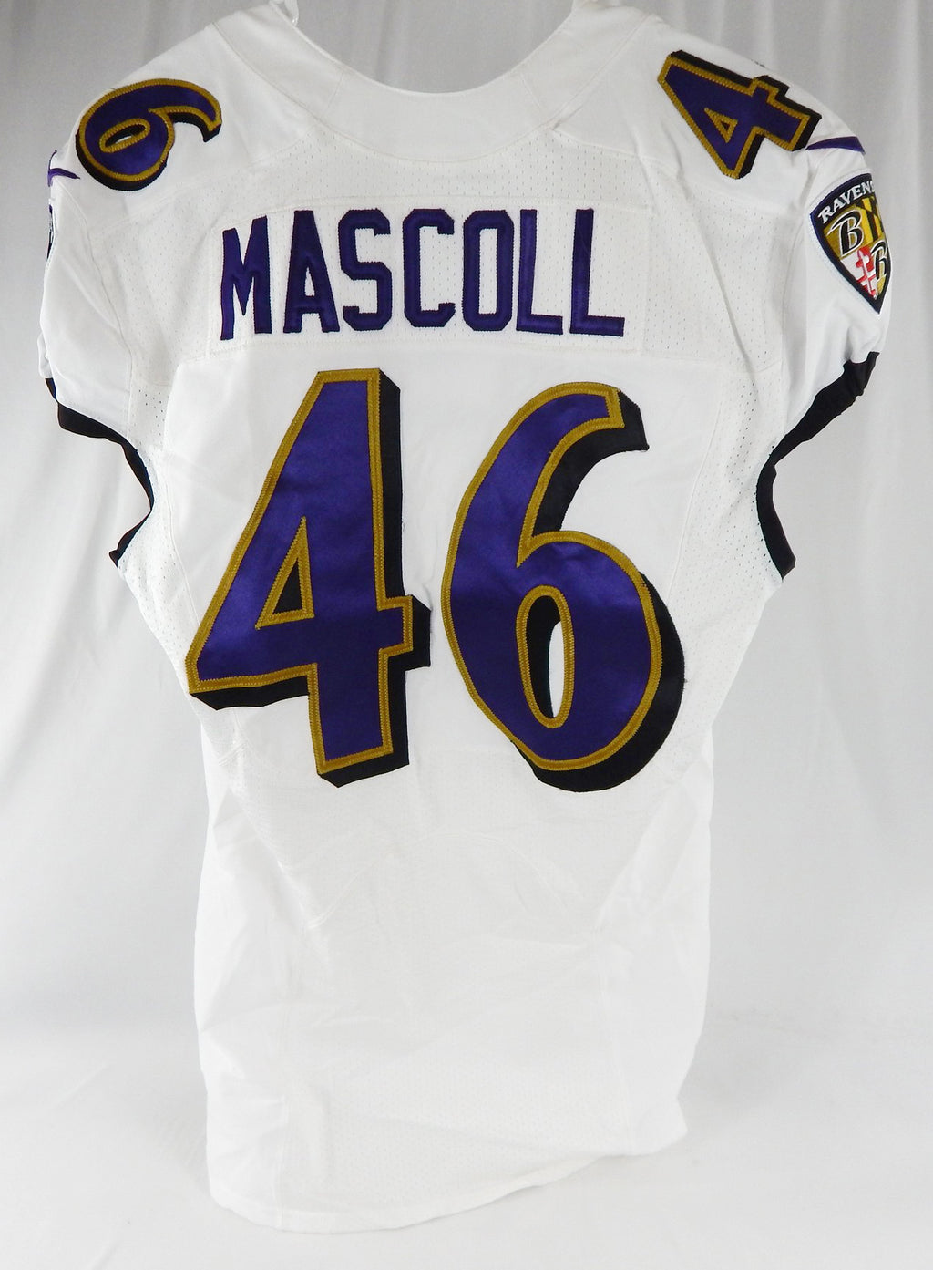 2022 Baltimore Ravens Justin Mascoll #46 Game Used White Practice Jersey Ford P0 Pic2