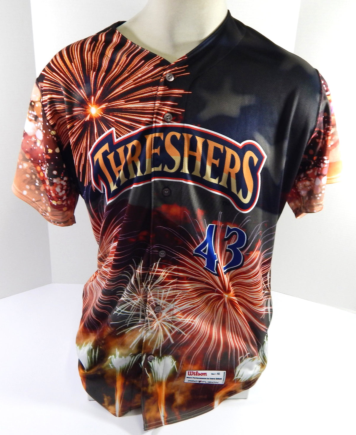 2022 Clearwater Threshers #43 Game Issued Black Jersey Fourth of July 46 7