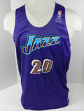 1990s Utah Jazz #20 Game Issued Purple White Practice Jersey XL DP25460