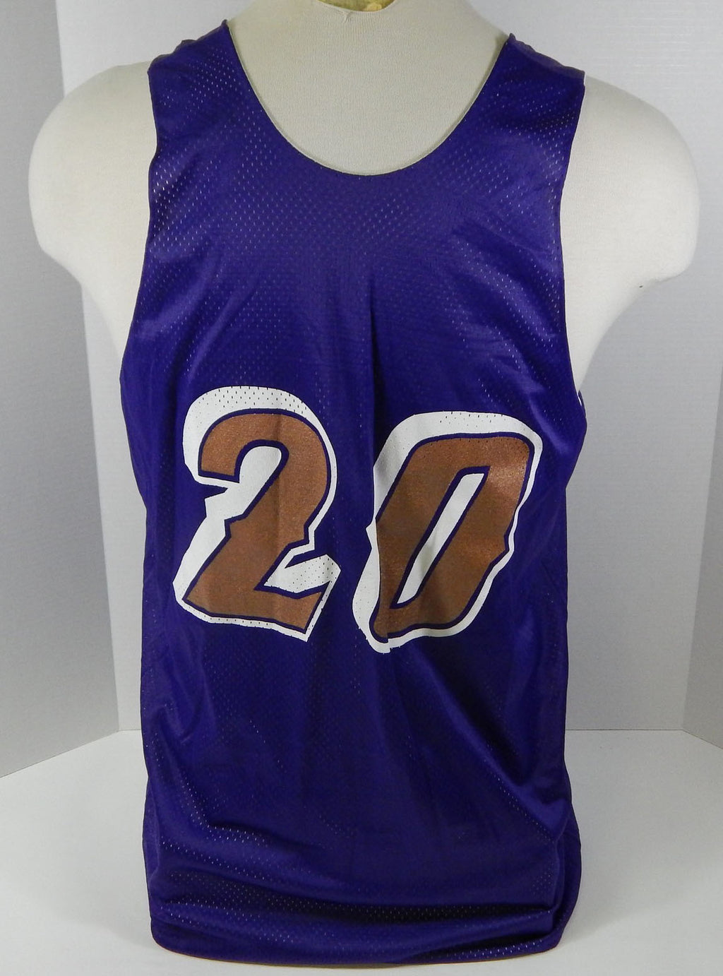 1990s Utah Jazz #20 Game Issued Purple White Practice Jersey XL DP25460 Pic2