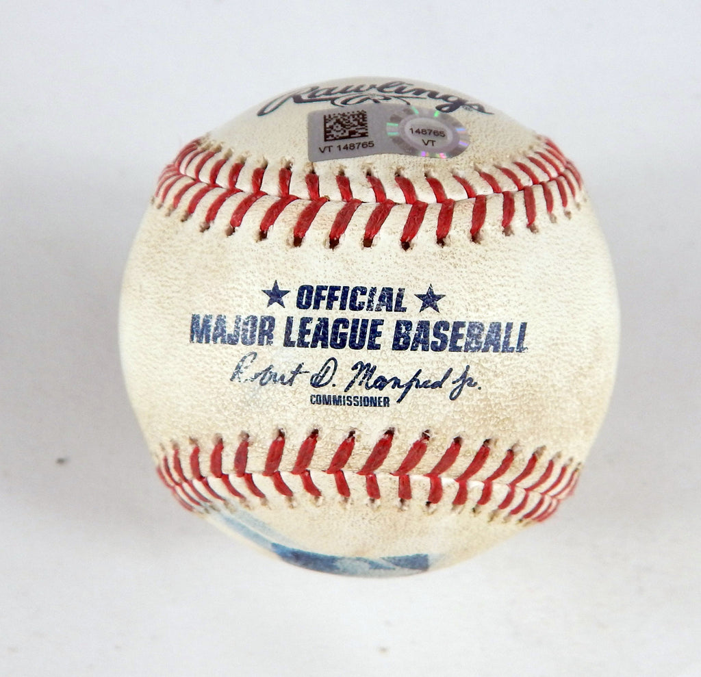 2023 Marlins Nationals Game Used Baseball Alcantara Lane Thomas RBI Double 54