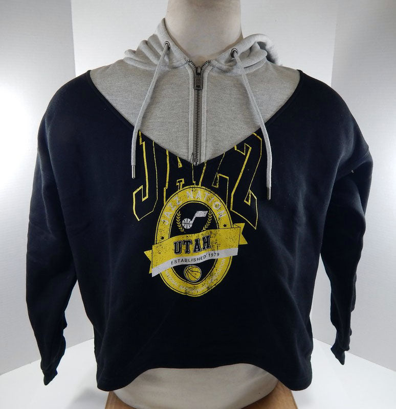 2022-23 Womens Utah Jazz Authentic Black Cropped Sweatshirt Wear Andrews NWT L 7