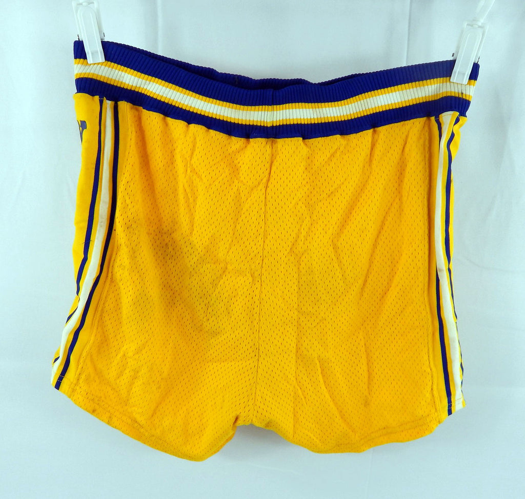 1980s Golden State Warriors #40 Game Used Yellow Shorts 36 804 Pic2