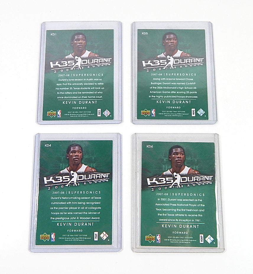 Lot of (4) 2007-08 Upper Deck First Edition Kevin Durant Exclusives #1 4 5 6 Pic2