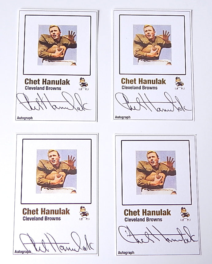 Lot of (4) Chet Hanulak Signed Reprint Autograph Card Auto Browns