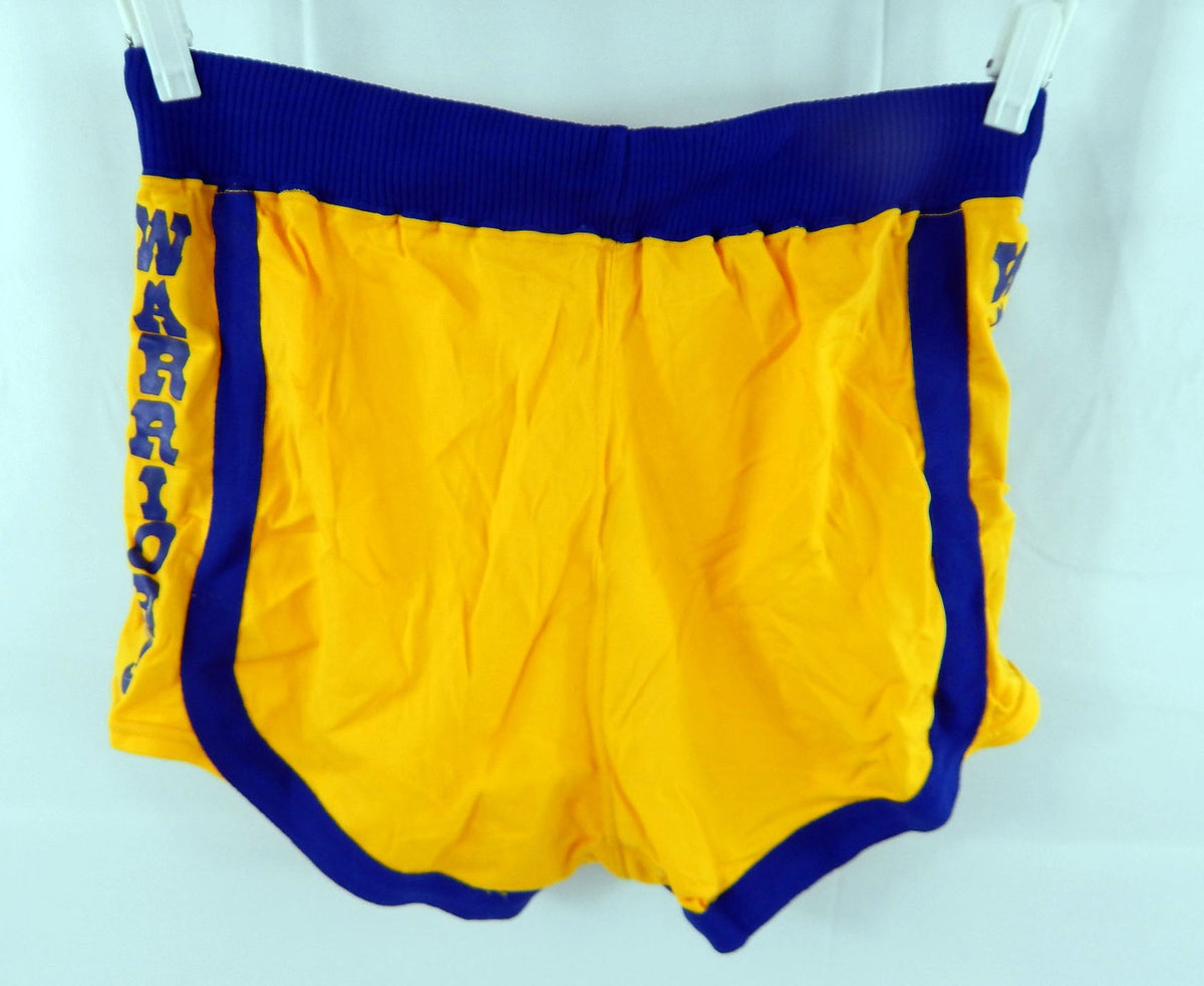 1980s Golden State Warriors #15 Game Used Yellow Shorts 34 805 Pic2