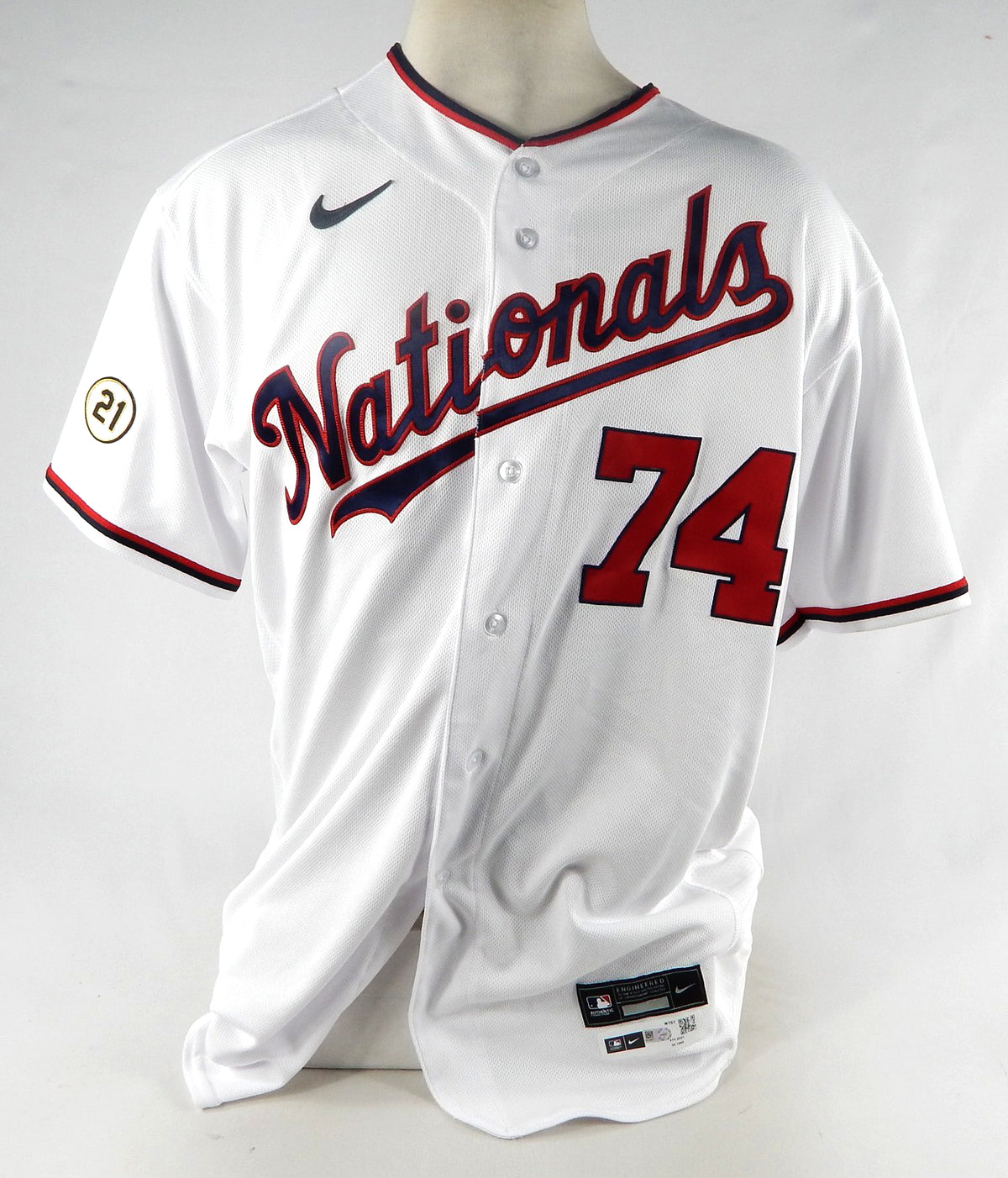 2021 Washington Nationals Sean Nolin #74 Game Issued White Jersey 21 Clemente P5 Pic2