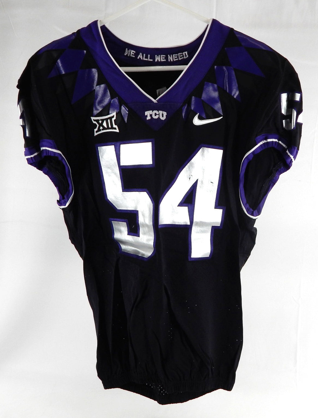 2019-24 Texas Christian TCU Frogs #54 Game Used Black Jersey Football NP R 46 89