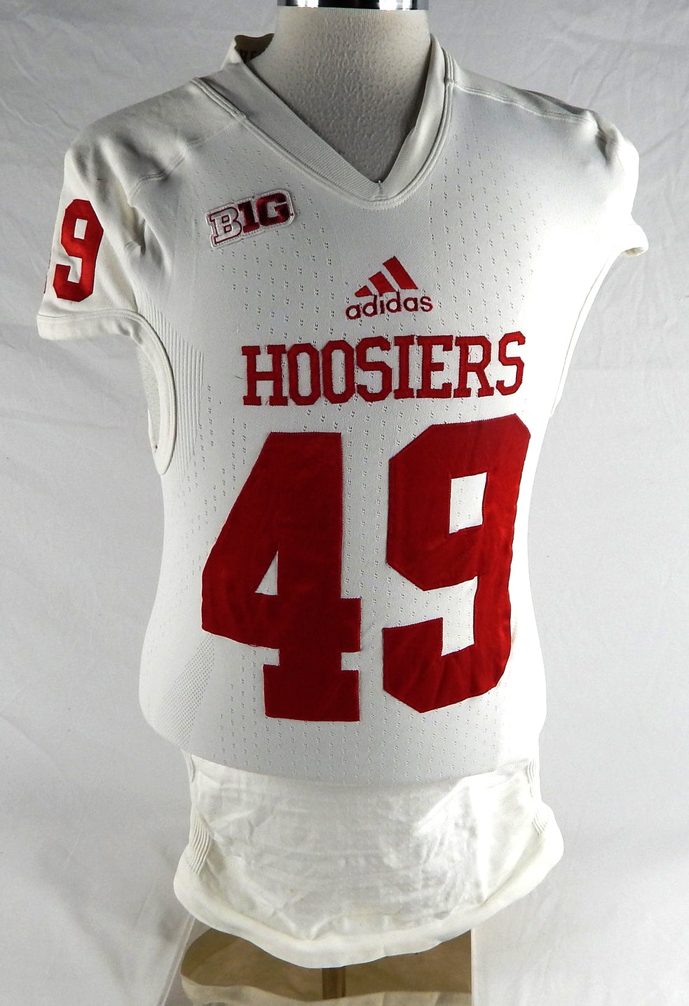 Indiana Hoosiers #49 Game Used White Jersey Football Name Plate Removed M 174