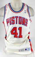 1991-92 Detroit Pistons #41 Game Issued White Jersey 44 710