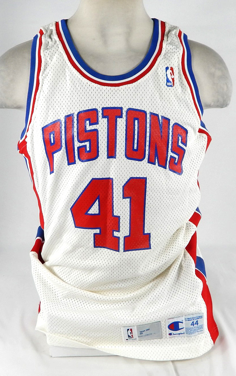 1991-92 Detroit Pistons #41 Game Issued White Jersey 44 710