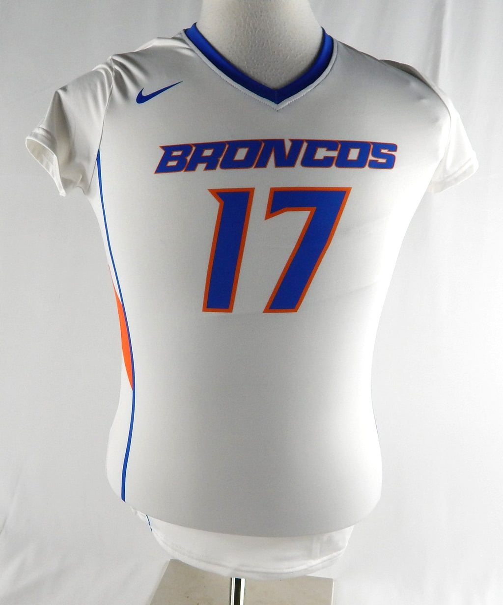 Boise State Broncos #17 Game Used White Jersey Womens Soccer S 757