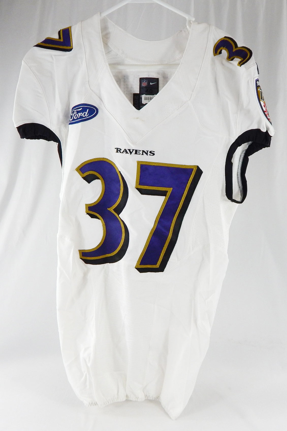 2015 Baltimore Ravens Tommy Bohanon #37 Game Used White Practice Jersey 40 758