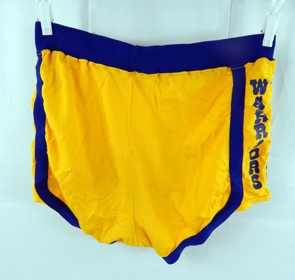 1980s Golden State Warriors #44 Game Used Yellow Shorts 38 812 Pic2
