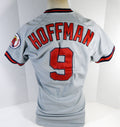 1989 California Angels Glenn Hoffman #9 Game Used Grey Jersey ASG Patch Rem 0