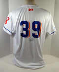 2021 Syracuse Mets Yeizo Campos #39 Game Used White Jersey Auto ALS 32