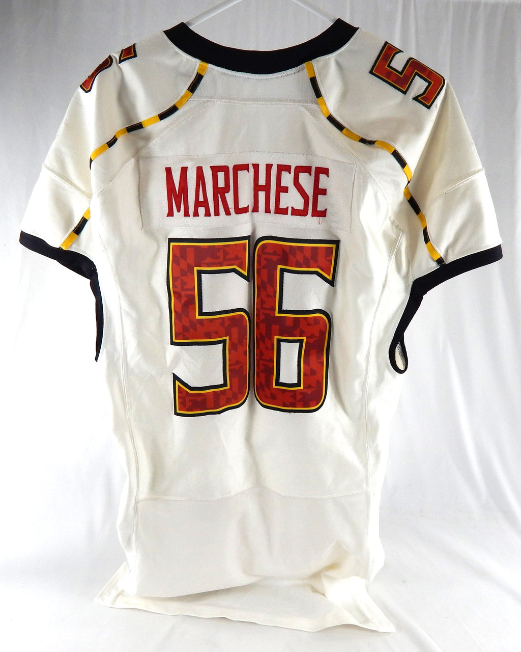 2012 Maryland Terrapins Joe Marchese #56 Game Used White Jersey 50 843 Pic2