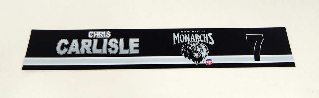 Manchester Monarchs Chris Carlisle #7 Game Used Black Locker Plate