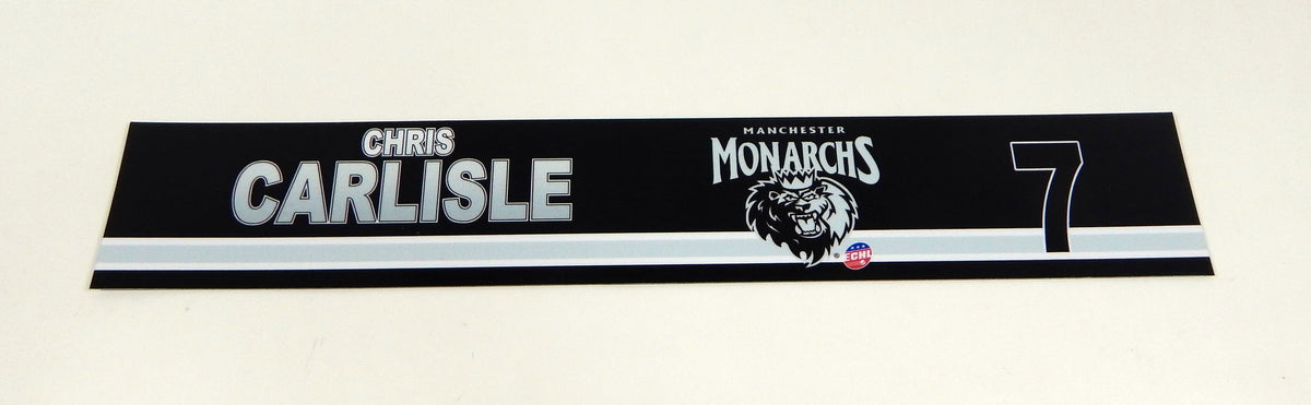 Manchester Monarchs Chris Carlisle #7 Game Used Black Locker Plate
