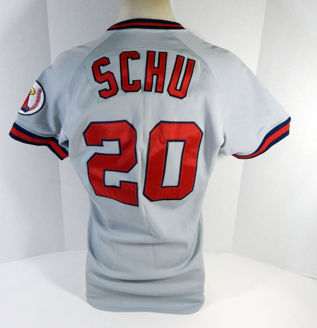 1990 California Angels Rick Schu #20 Game Issued Grey Jersey DP14427