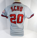 1990 California Angels Rick Schu #20 Game Issued Grey Jersey DP14427