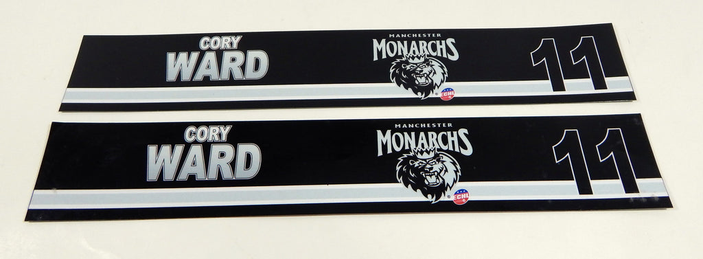 Lot of 2 Manchester Monarchs Cory Ward #11 Game Used Black Locker Plate