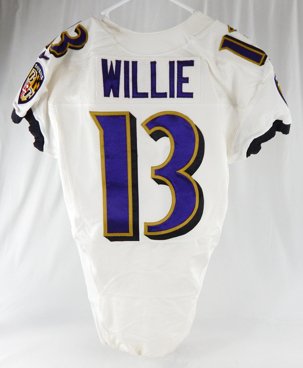 2013 Baltimore Ravens Mike Willie #13 Game Used White Practice Jersey Ford P 5 Pic2