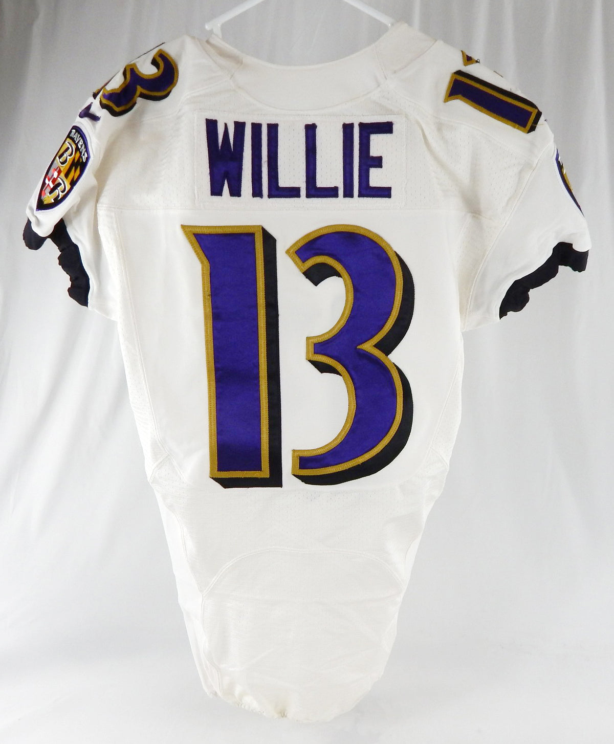 2013 Baltimore Ravens Mike Willie #13 Game Used White Practice Jersey Ford P 5 Pic2