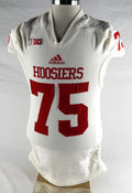 Indiana Hoosiers #75 Game Used White Jersey Football NP Rem  182