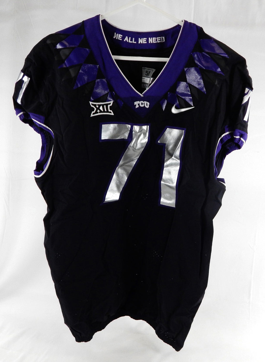 2019-24 Texas Christian TCU Frogs #71 Game Used Black Jersey Football NP R 50 8