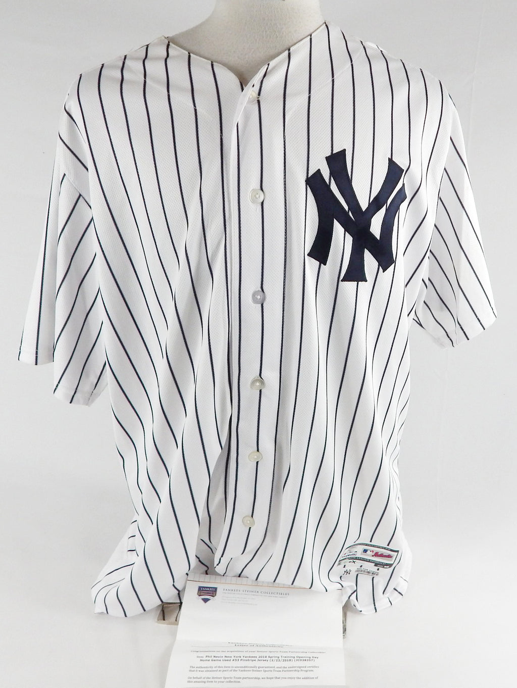 2017 New York Yankees Phil Nevin #53 Game Used White Jersey ST Opening Day 50 3